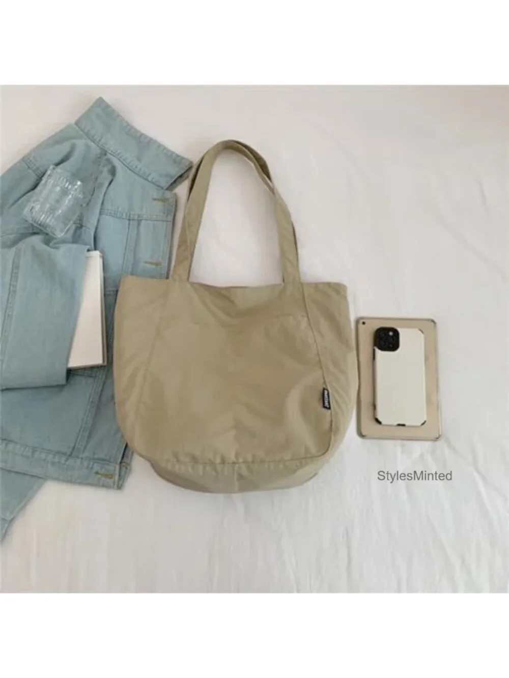 Crochet Style Nylon Tote Bag for Women Travel Beach Summer Boho Handbag with